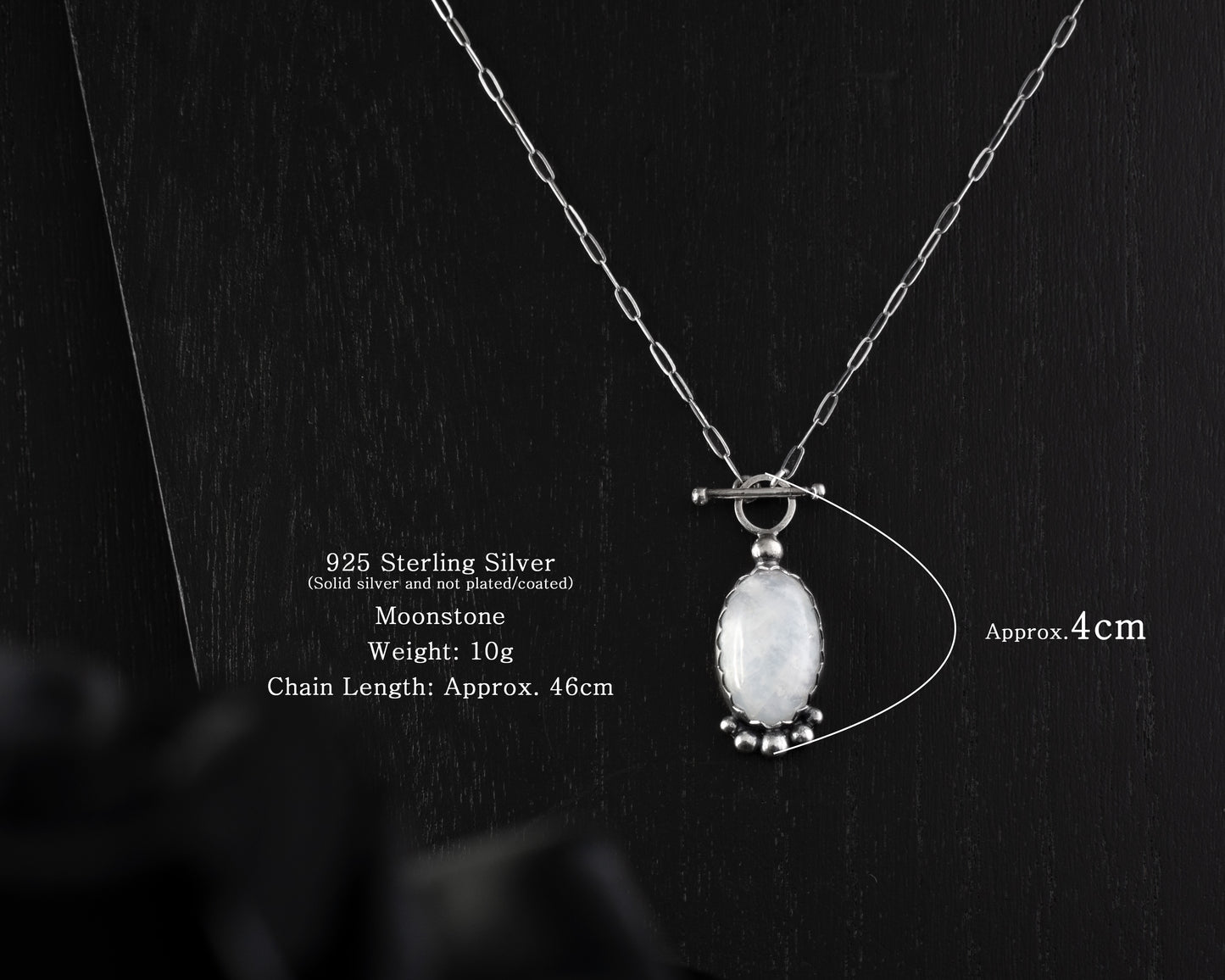 EKRJ556 Moonstone Silver Necklace