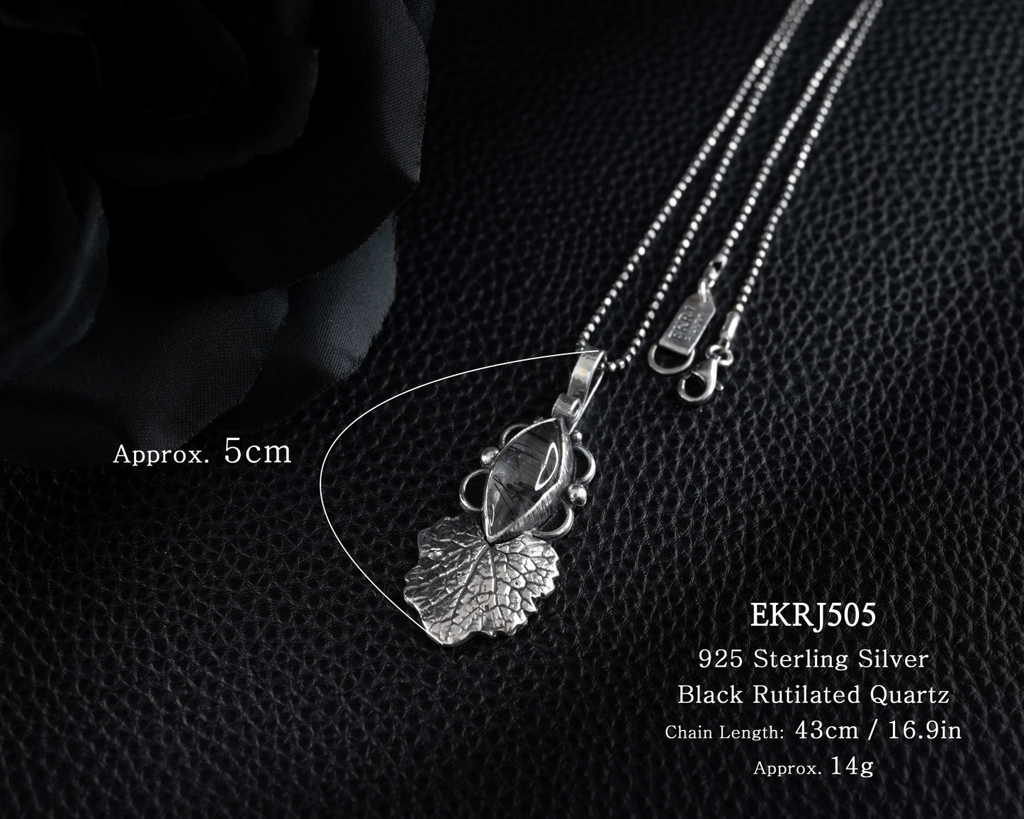 EKRJ504_Black Rutilated Quartz Necklace