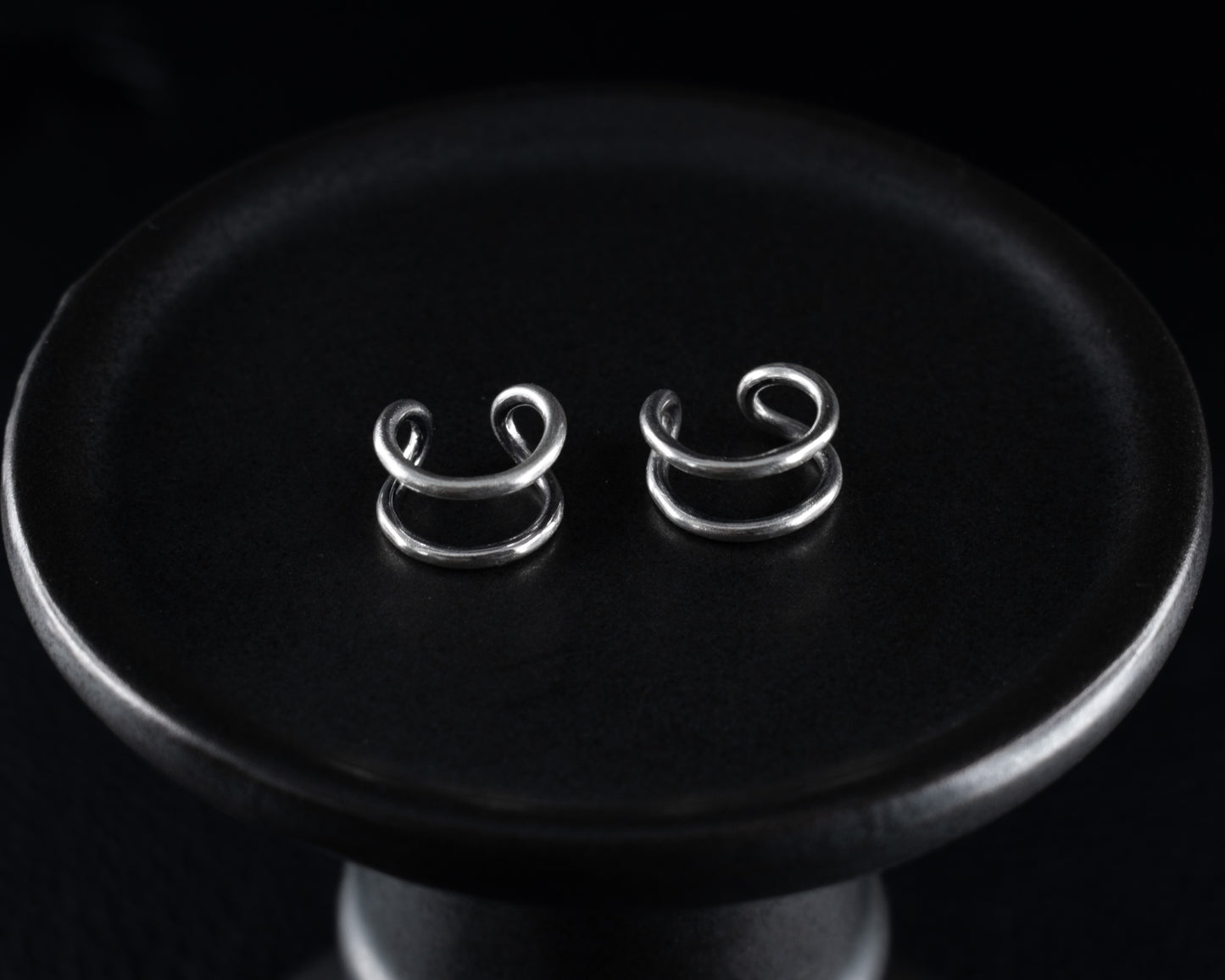 EKRJ586_ Double Bar Silver Ear Cuff / No piercing needed