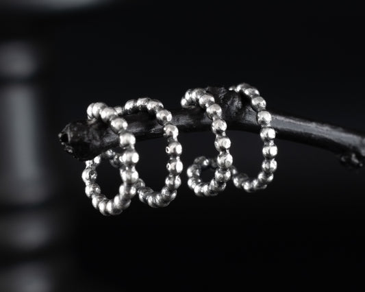 EKRJ585 Beads and Beads Silver Ear Cuff / No piercing needed