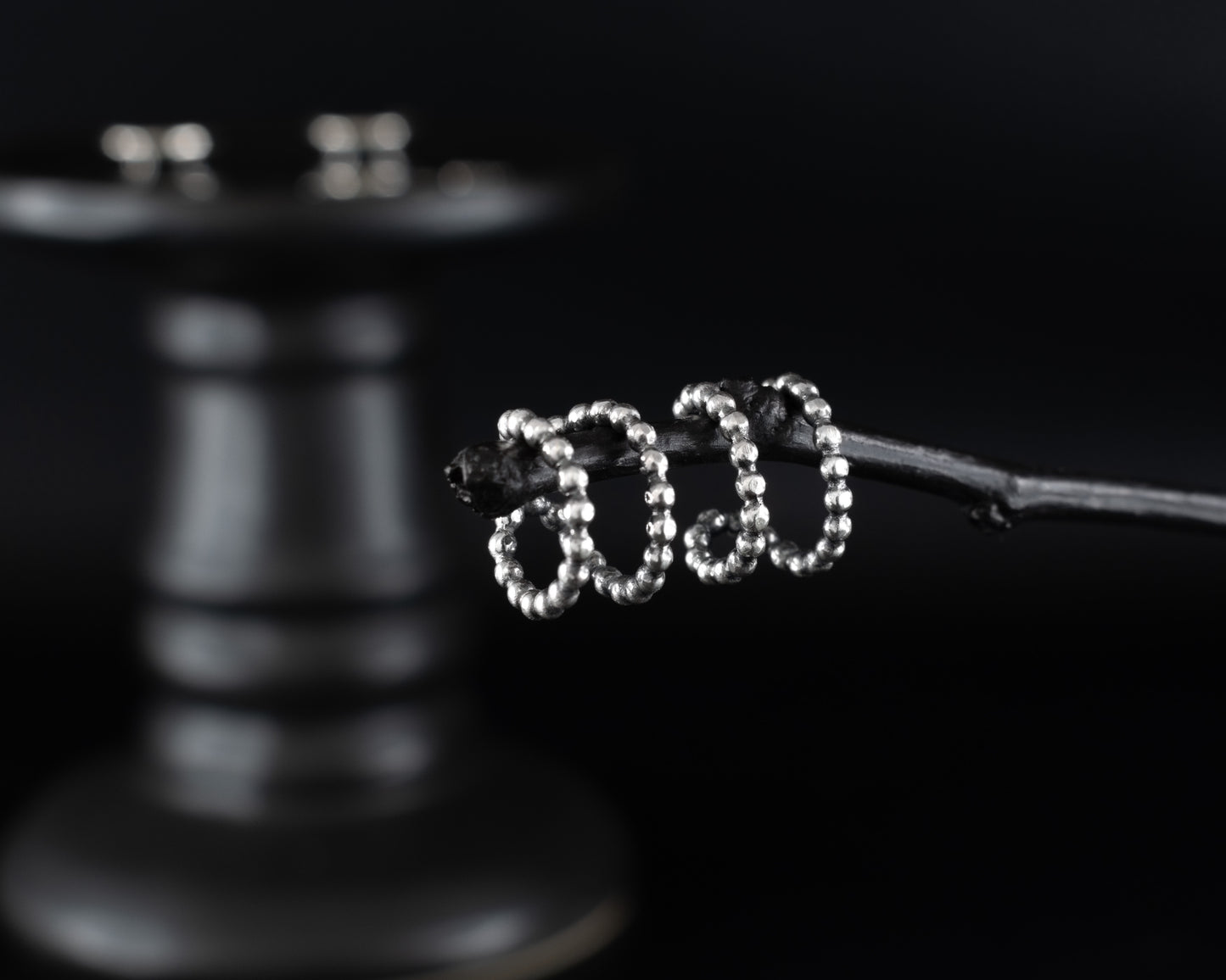 EKRJ585 Beads and Beads Silver Ear Cuff / No piercing needed