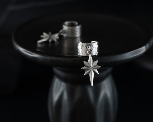 EKRJ589_North Star Silver Ear Cuffs / No piercing needed