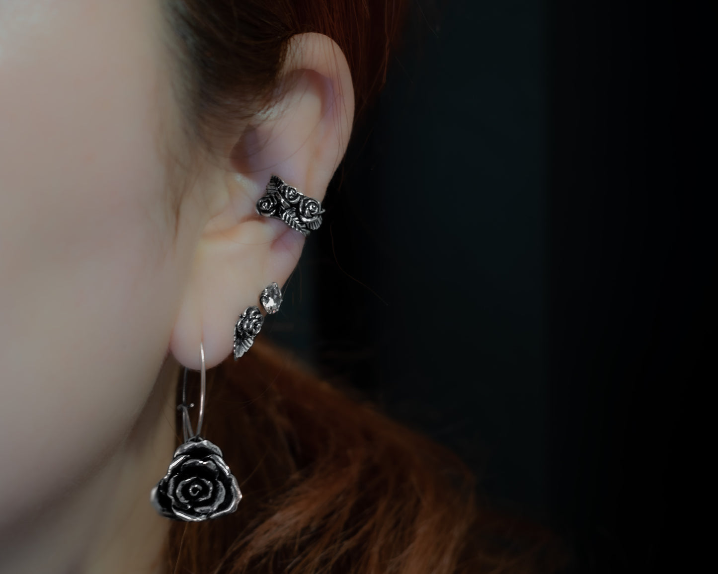 EKRJ515_Blooming Rose Silver Earrings