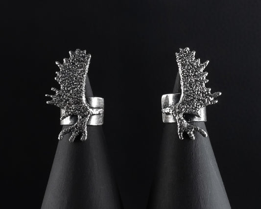 EKRJ594_Antlers Silver Ear Cuff / No piercing needed
