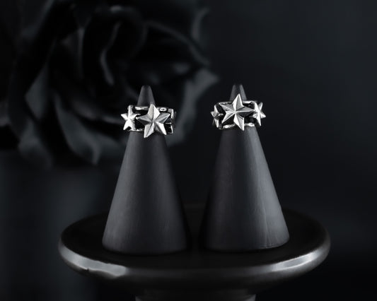 EKRJ595_Three Stars Silver Ear Cuffs / No piercing needed