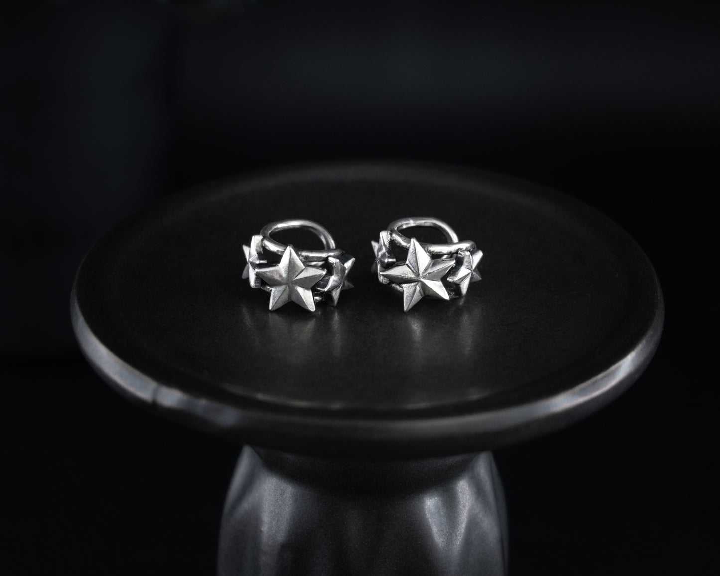EKRJ595_Three Stars Silver Ear Cuffs / No piercing needed