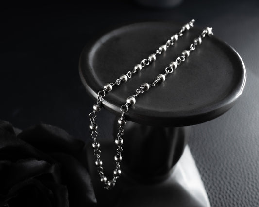 EKRJ599_4mm Sterling Silver Beaded Necklace