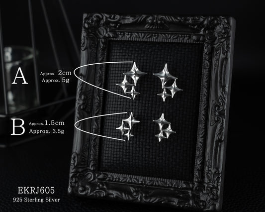 EKRJ605 Triple Twinkle Star Silver Earrings