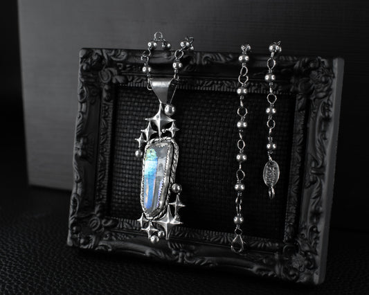 EKRJ608_Angel Aura Quartz Twinkle Star Galaxy One-of-a-kind Necklace