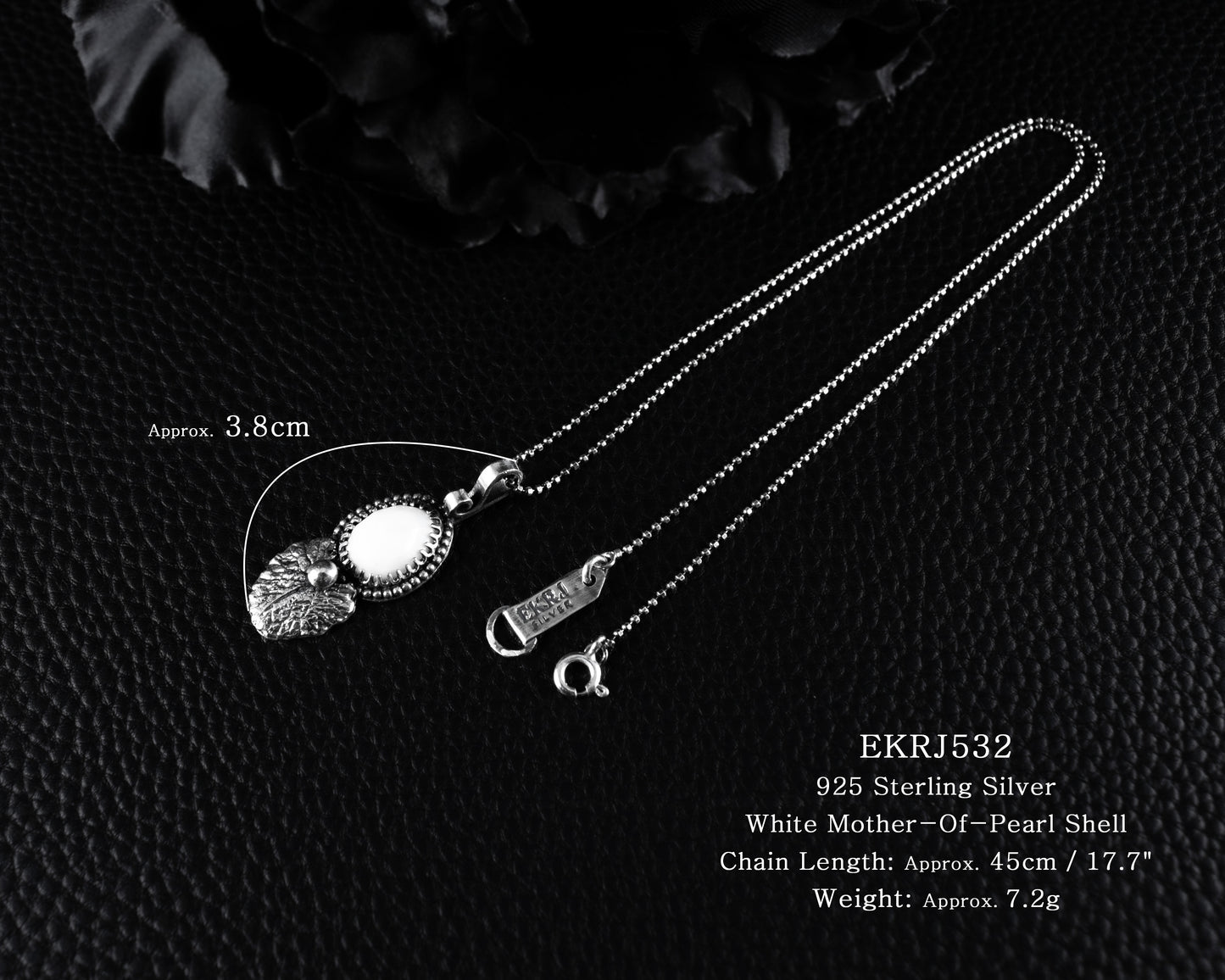 EKRJ532 White Mother-Of-Pearl Shell Silver Necklace