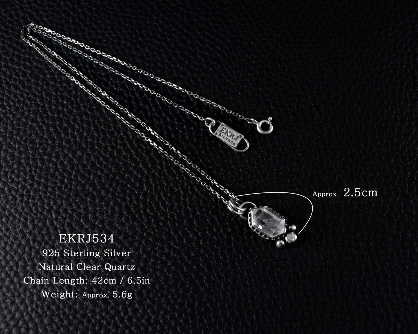 EKRJ534 Natural Clear Quartz Silver Necklace
