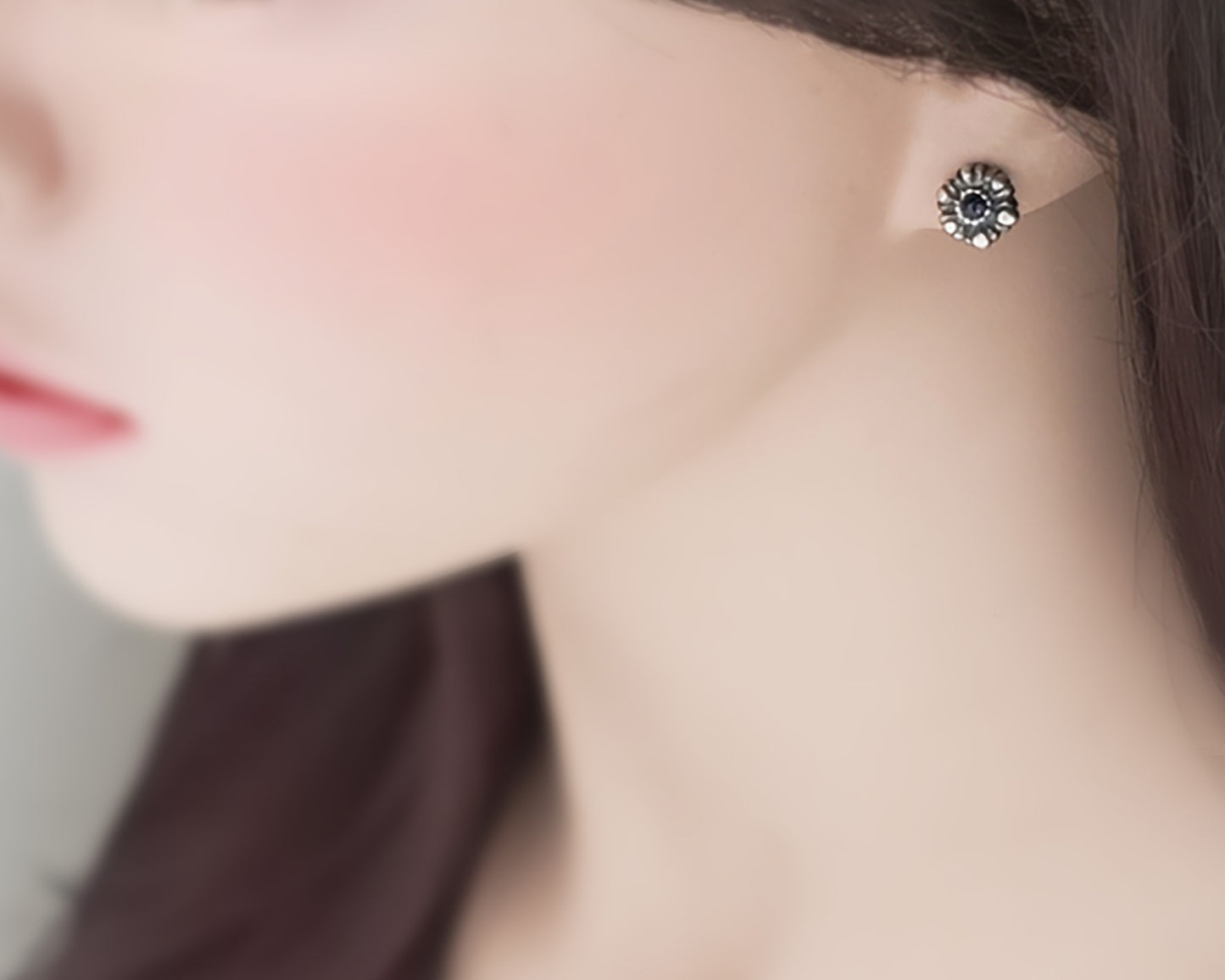 EKRJ383 Black Onyx Silver Earrings