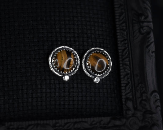 EKRJ783_Tiger's eye Handmade Silver Earrings