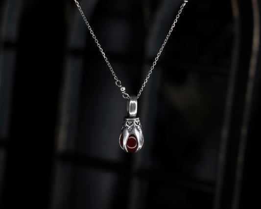 EKRJ785 Red Agate One-of-a-kind Silver Necklace