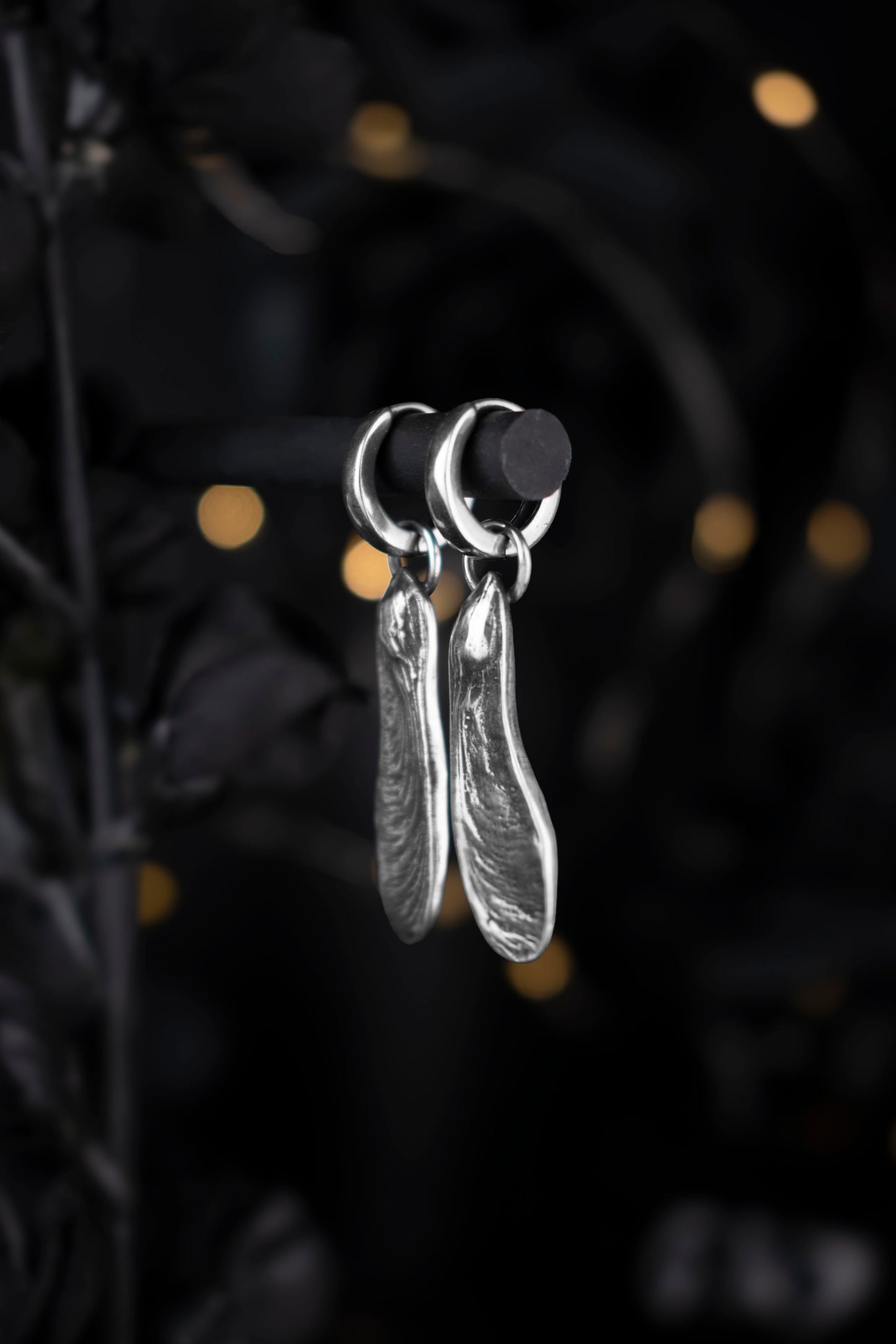 EKRJ1005 Handmade Sterling Silver Maple Key Earrings