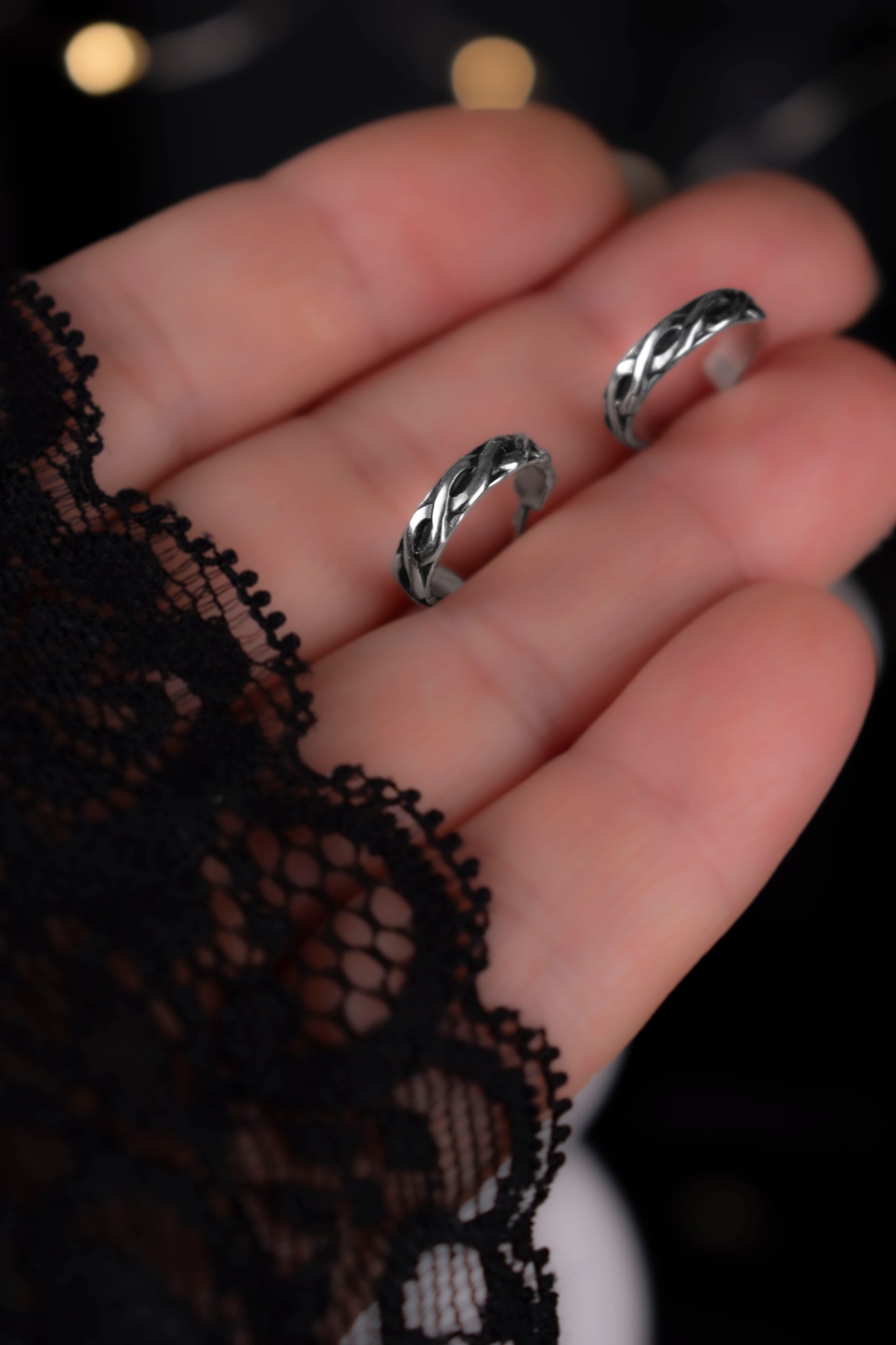 EKRJ1034 Handmade Sterling Silver Braided Hoop Earrings