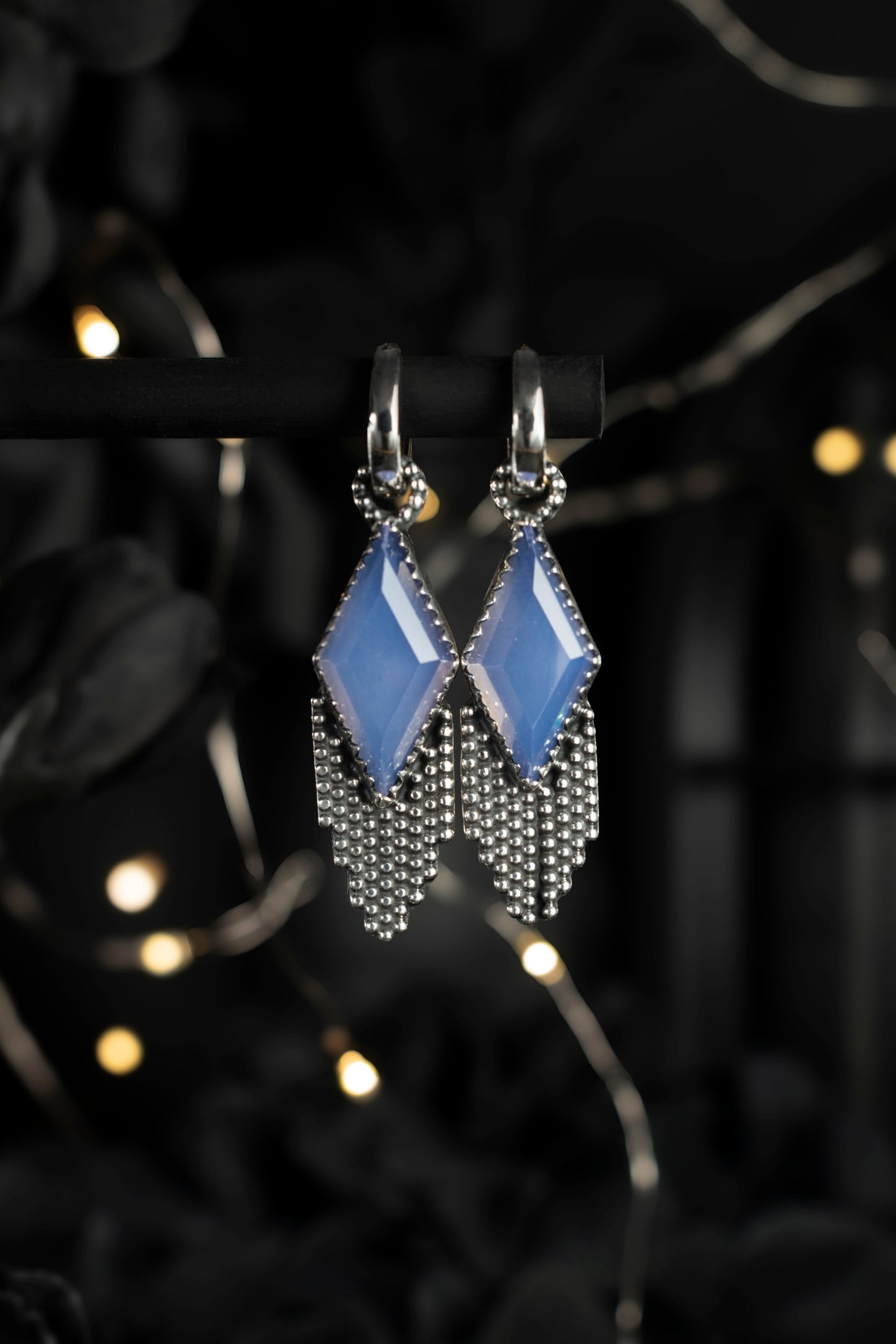 EKRJ1055 Handmade Lavender Quartz & Sterling Silver Dangle Earrings