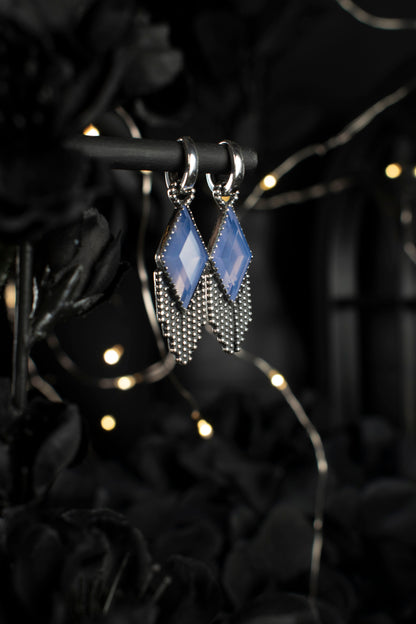 EKRJ1055 Handmade Lavender Quartz & Sterling Silver Dangle Earrings