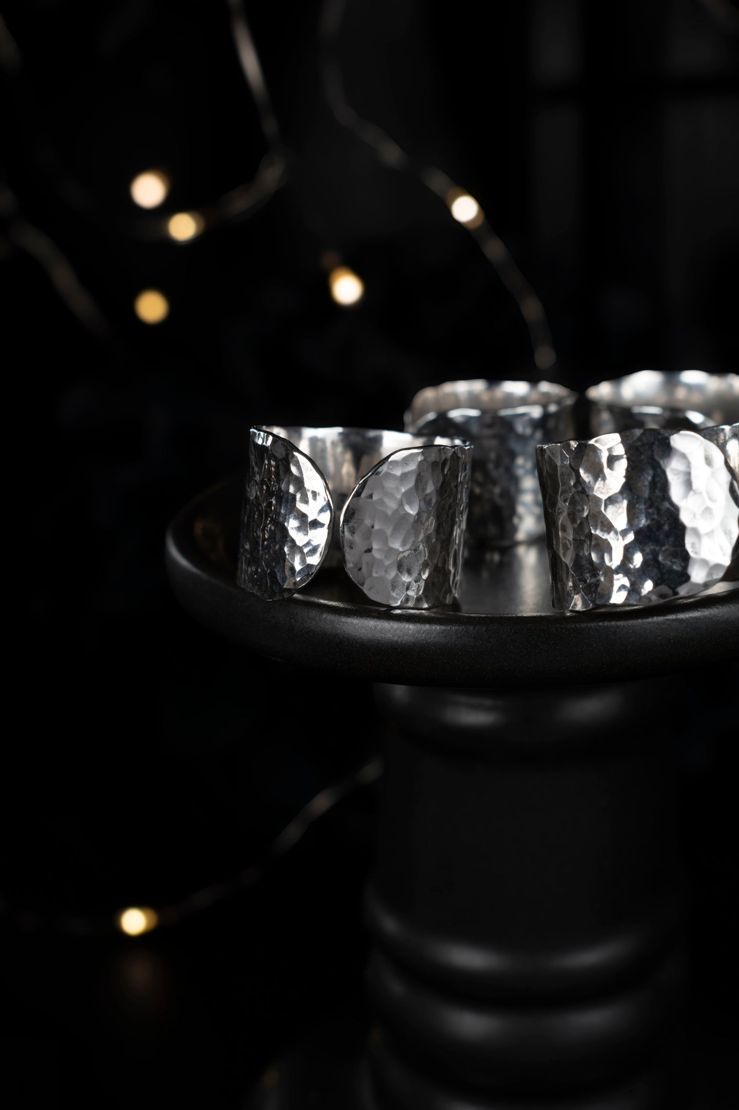 EKRJ1057 Wide Hammered Sterling Silver Ring | Handmade Textured Band Ring | Unisex Statement Jewelry