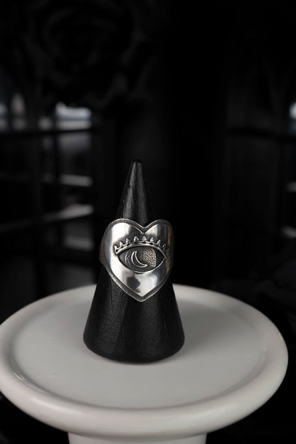 EKRJ1060 Eye of Providence Ring | Unique Heart Jewelry | Gothic Witchy Ring