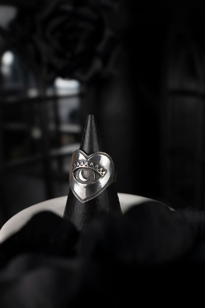 EKRJ1060 Eye of Providence Ring | Unique Heart Jewelry | Gothic Witchy Ring