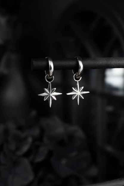 EKRJ1062 Sterling Silver Star Earrings | Dainty Drop Earrings | Unisex Jewelry
