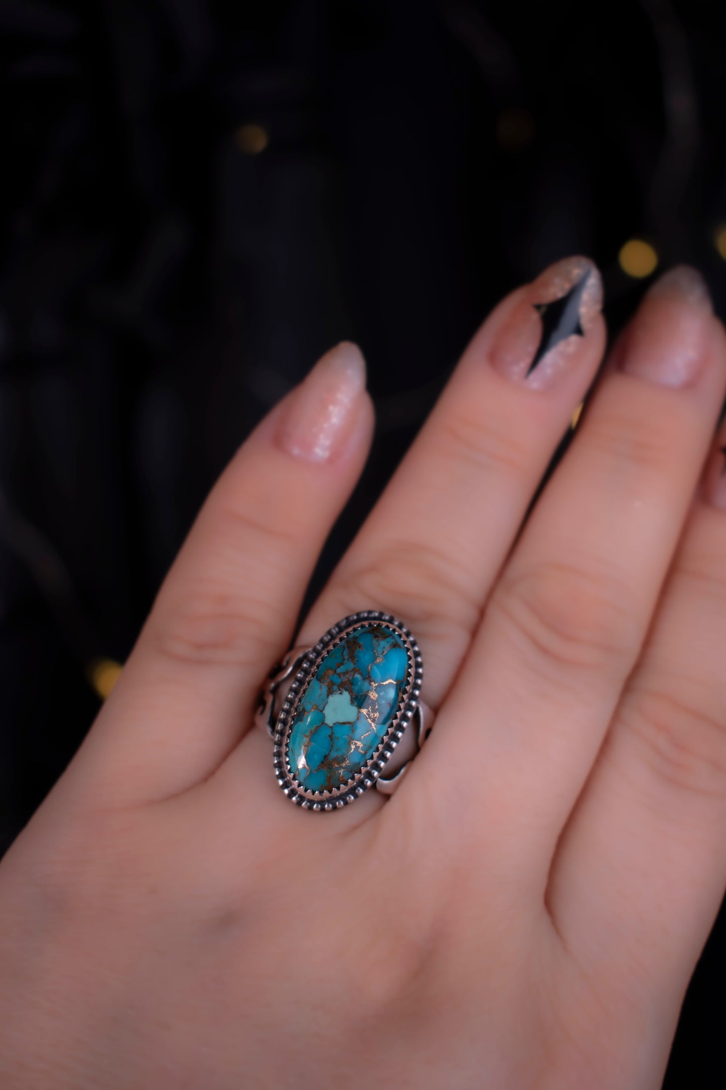EKRJ1089 EKRJ Handmade Blue Mohave Copper Turquoise Ring in Sterling Silver