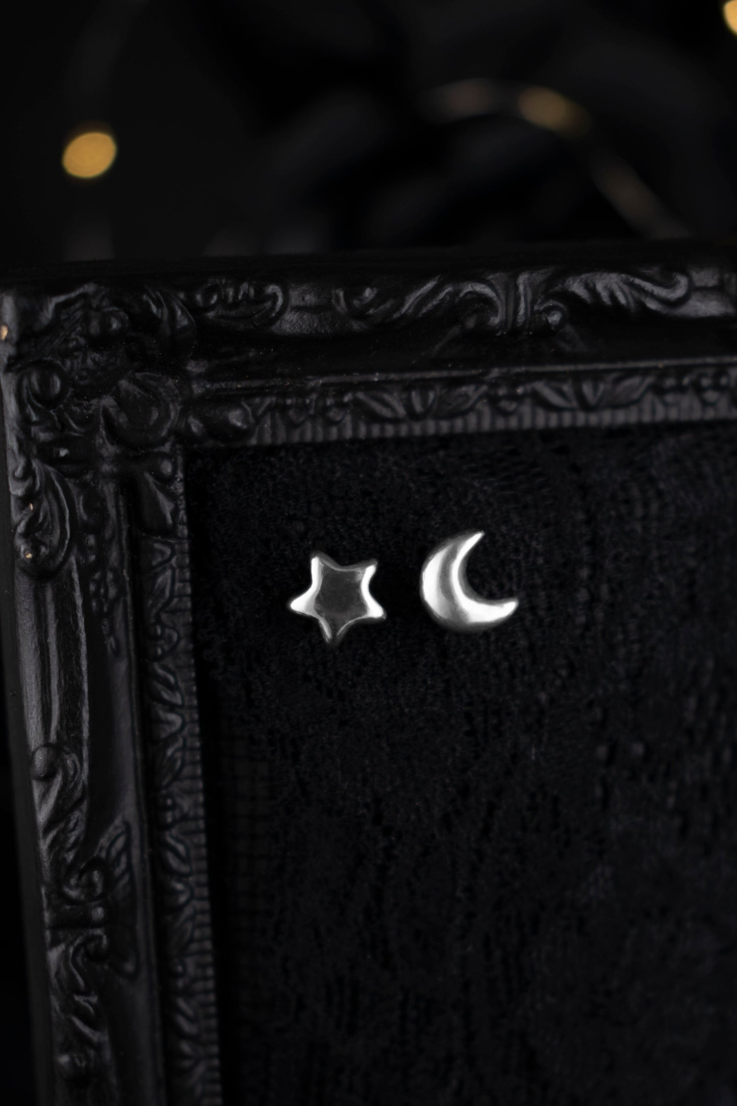 EKRJ1109 Handmade Star and Crescent Moon Sterling Silver Stud Earrings