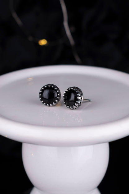 EKRJ1128 Black Onyx Stud Earrings in Sterling Silver