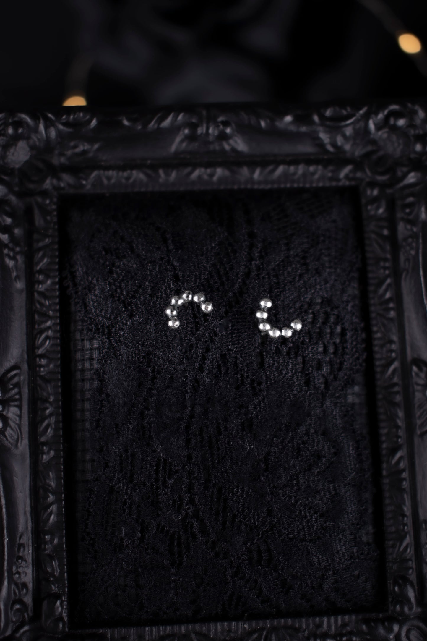 EKRJ1142 Silver Beaded Arch Studs, Handmade Dainty Dotted Earrings