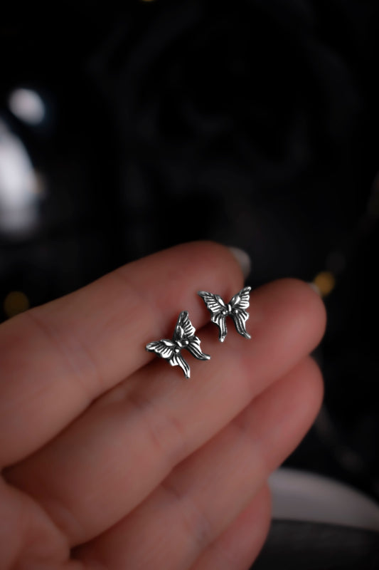 EKRJ1150 Handmade Sterling Silver Butterfly Stud Earrings
