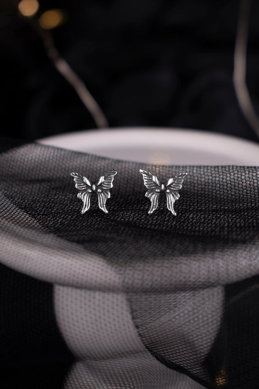 EKRJ1150 Handmade Sterling Silver Butterfly Stud Earrings