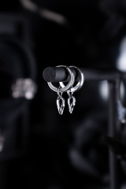 EKRJ1185 Tiny Crow Skull Hoop Dangle Sterling Silver Earrings