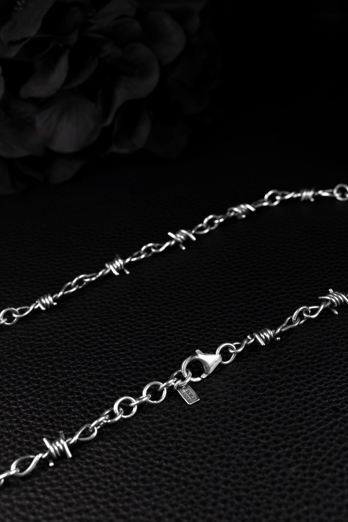 EKRJ1205 Handmade Sterling Silver Barbed Wire Necklace | EKRJ Gothic Silver Jewelry