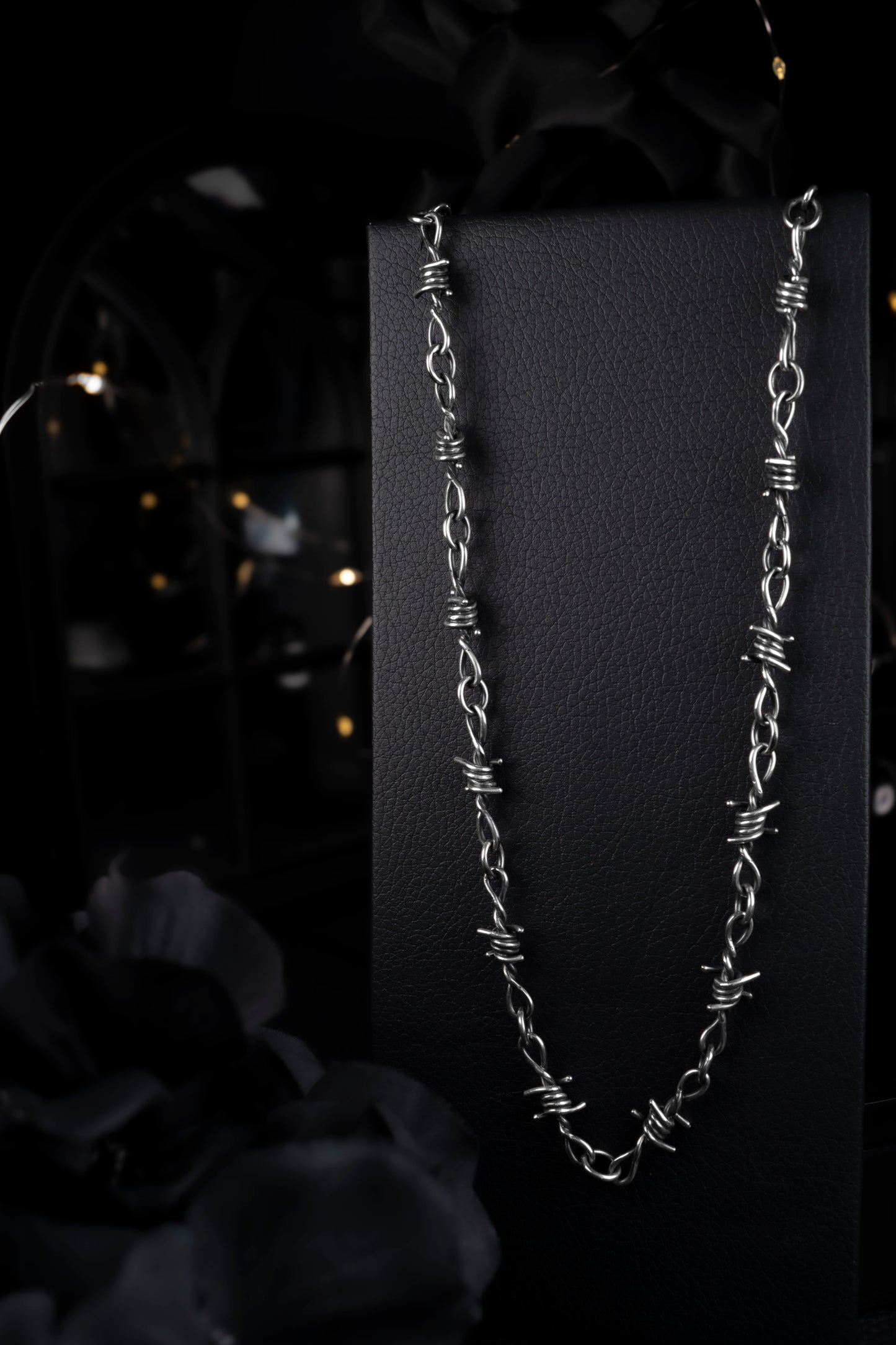 EKRJ1205 Handmade Sterling Silver Barbed Wire Necklace | EKRJ Gothic Silver Jewelry