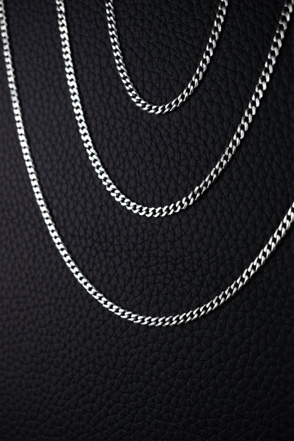 EKRJ1208 925 Sterling Silver 3mm Beveled Curb Chain Necklace