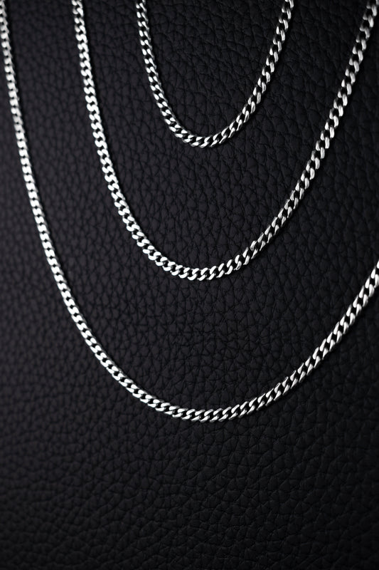 EKRJ1208 925 Sterling Silver 3mm Beveled Curb Chain Necklace