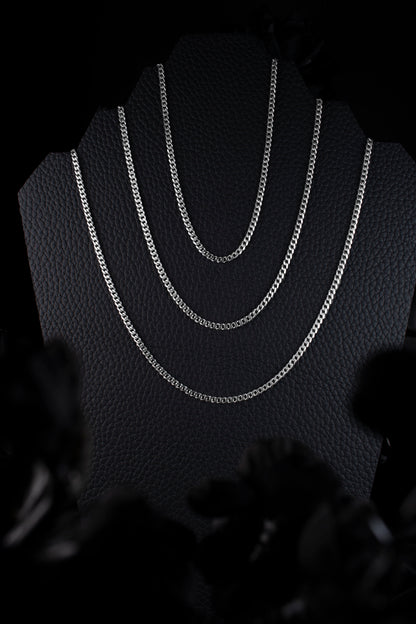 EKRJ1208 925 Sterling Silver 3mm Beveled Curb Chain Necklace