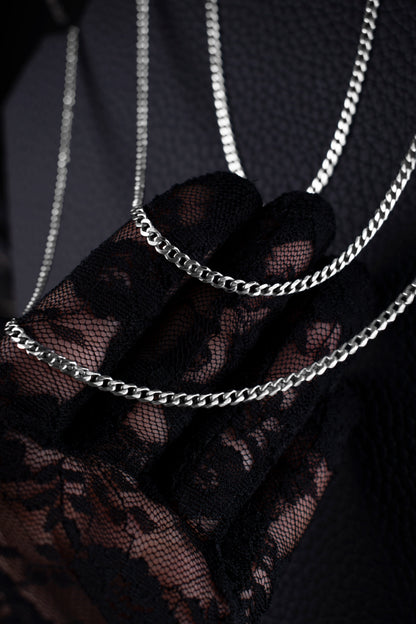 EKRJ1208 925 Sterling Silver 3mm Beveled Curb Chain Necklace