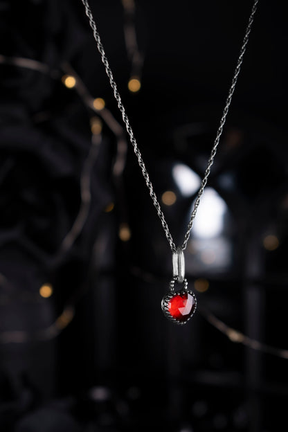 EKRJ1213 Handcrafted EKRJ Handmade Sterling Silver Hessonite Garnet Heart Pendant Necklace