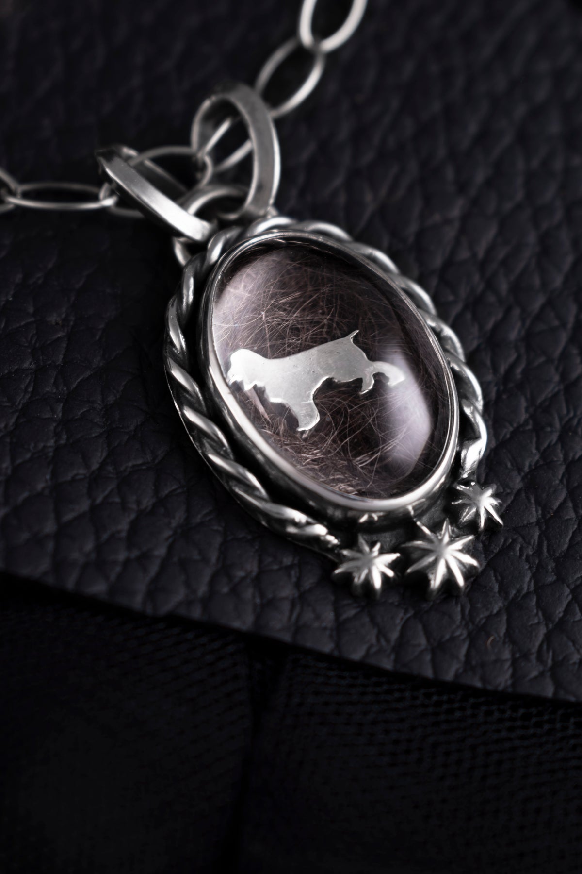 Custom Pet Hair Crystal Pendant | Sterling Silver Keepsake Jewelry for Your Furry Friend