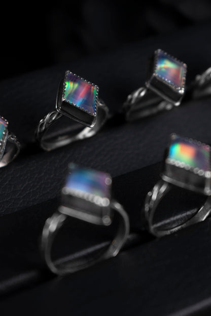 EKRJ1064 Mystic Aurora Opal Sterling SilverRing