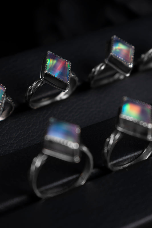 EKRJ1064 Mystic Aurora Opal Sterling SilverRing