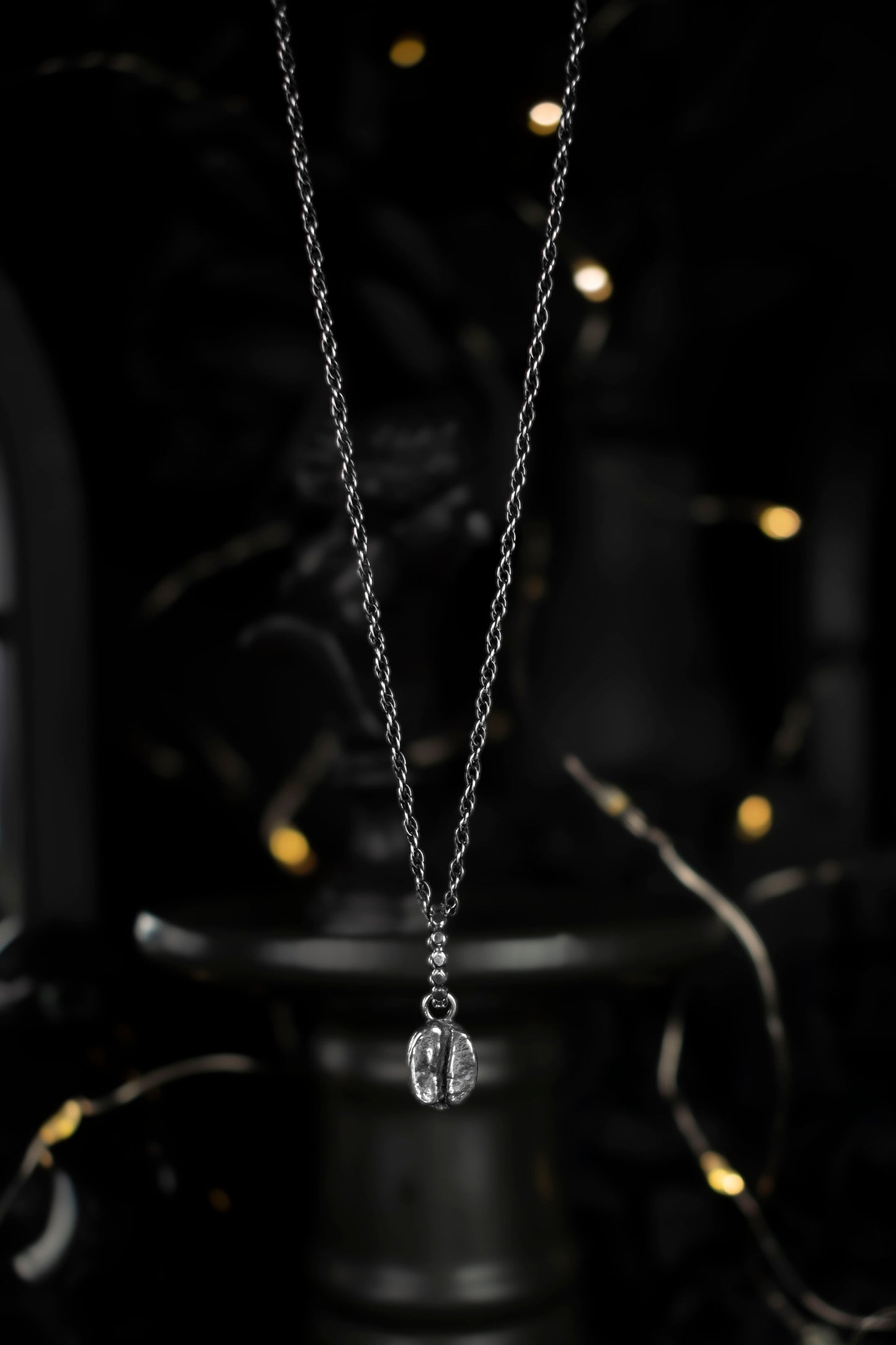EKRJ419 Coffee Bean Silver Necklace