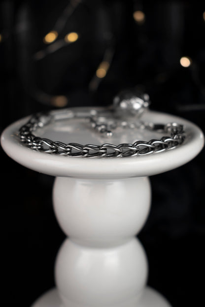 EKRJ472 Petal silver ball bracelet