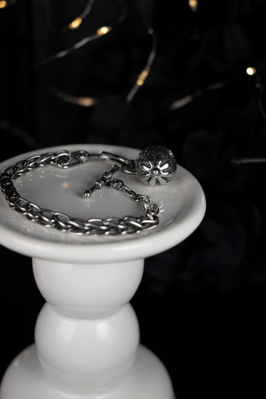 EKRJ472 Petal silver ball bracelet