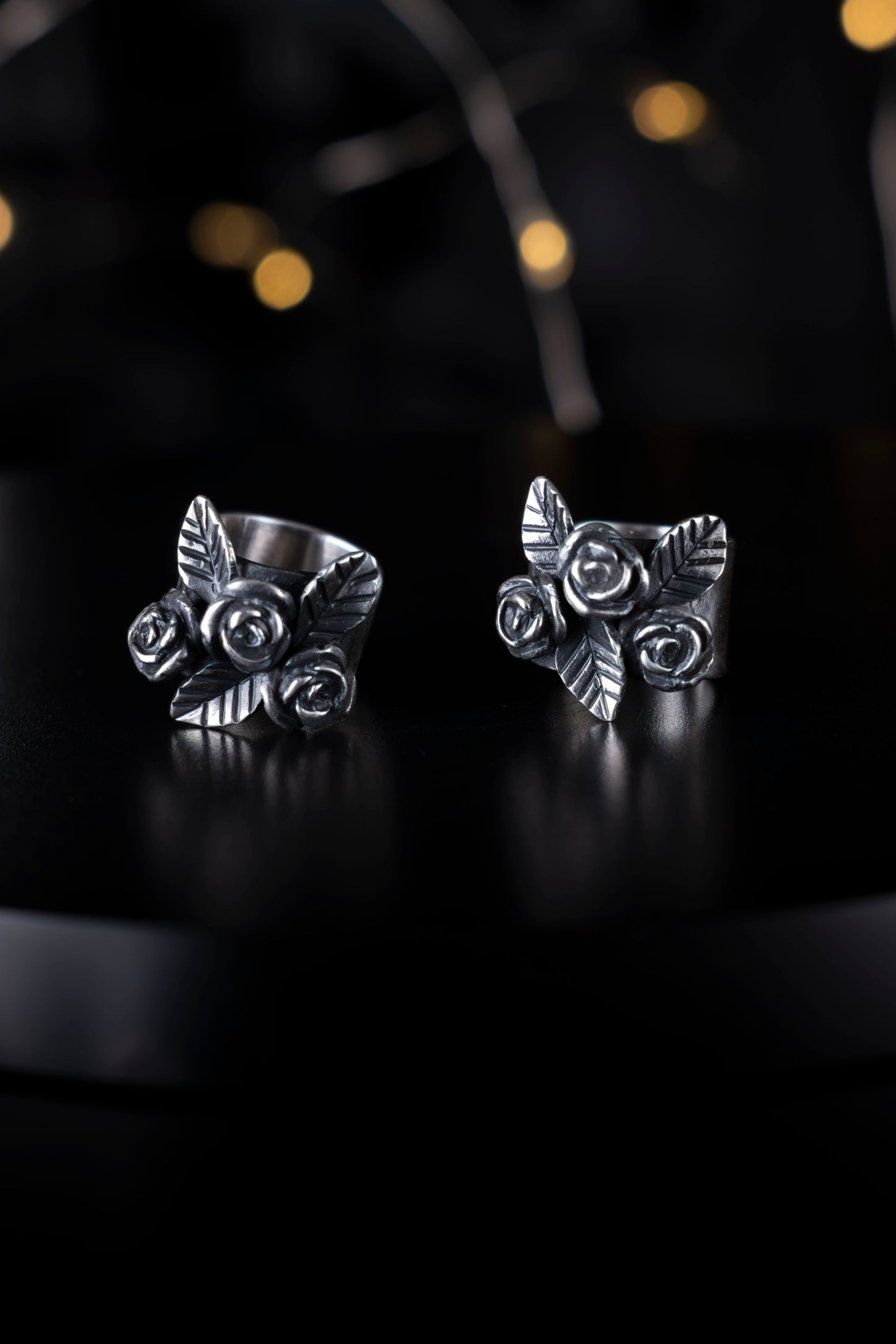 EKRJ592_Rose Silver Ear Cuff / No piercing needed