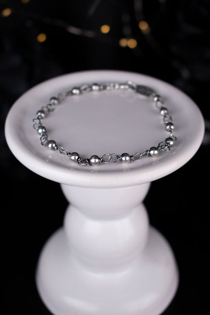 EKRJ599B Handmade Sterling Silver Beaded Bracelet