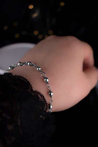 EKRJ599B Handmade Sterling Silver Beaded Bracelet