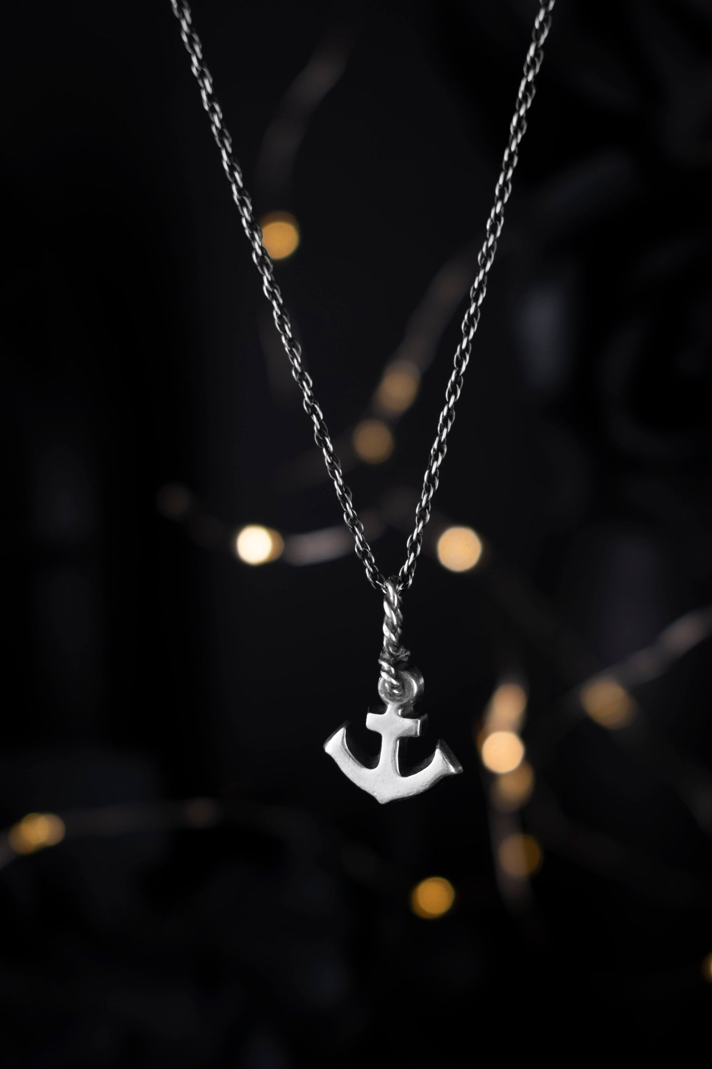 EKRJ673  Handmade Sterling Silver Anchor Pendant Necklace
